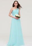 Floor-Length Chiffon Bridesmaid Dress, A-Line/Princess Style, One-Shoulder, Sleeveless, With Lace BM bride