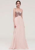 Floor-Length Chiffon Bridesmaid Dress, A-Line/Princess Shape, Sweetheart Neck, Sleeveless, With Pleats And Sequins BM bride
