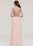 Floor-Length Chiffon Bridesmaid Dress, A-Line/Princess Shape, Sweetheart Neck, Sleeveless, With Pleats And Sequins BM bride