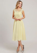 Tea-Length Chiffon Mother of the Bride Dress with Jacket Lace Sashes, Sleeveless Scoop Neck A-line BM bride