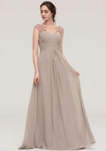 Floor-Length Chiffon Bridesmaid Dress, A-Line/Princess Shape, Scoop Neck, Sleeveless, With Pleats And Beading BM bride