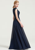 Knee-Length Chiffon Bridesmaid Dress, A-Line/Princess Style, Bateau Neck, Sleeveless, With Sashes And Lace BM bride