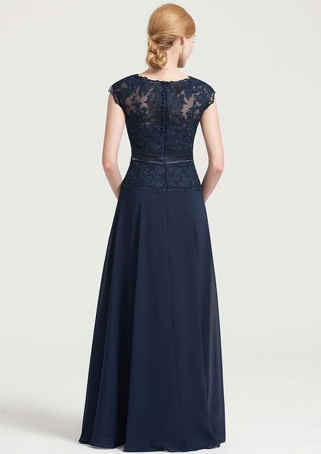 Knee-Length Chiffon Bridesmaid Dress, A-Line/Princess Style, Bateau Neck, Sleeveless, With Sashes And Lace BM bride