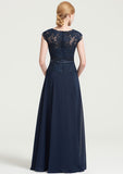 Knee-Length Chiffon Bridesmaid Dress, A-Line/Princess Style, Bateau Neck, Sleeveless, With Sashes And Lace BM bride