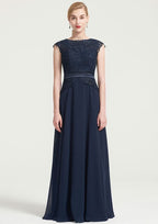 Knee-Length Chiffon Bridesmaid Dress, A-Line/Princess Style, Bateau Neck, Sleeveless, With Sashes And Lace BM bride