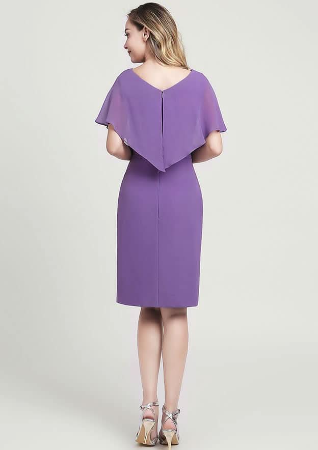 Knee-Length Chiffon Mother of the Bride Dress with Ruffles, Sleeveless V Neck A-line BM bride
