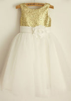 Knee-Length Chiffon Lace Dress with Goffer Details - A-line/Princess Square Neckline Flower Girl Dress BM bride