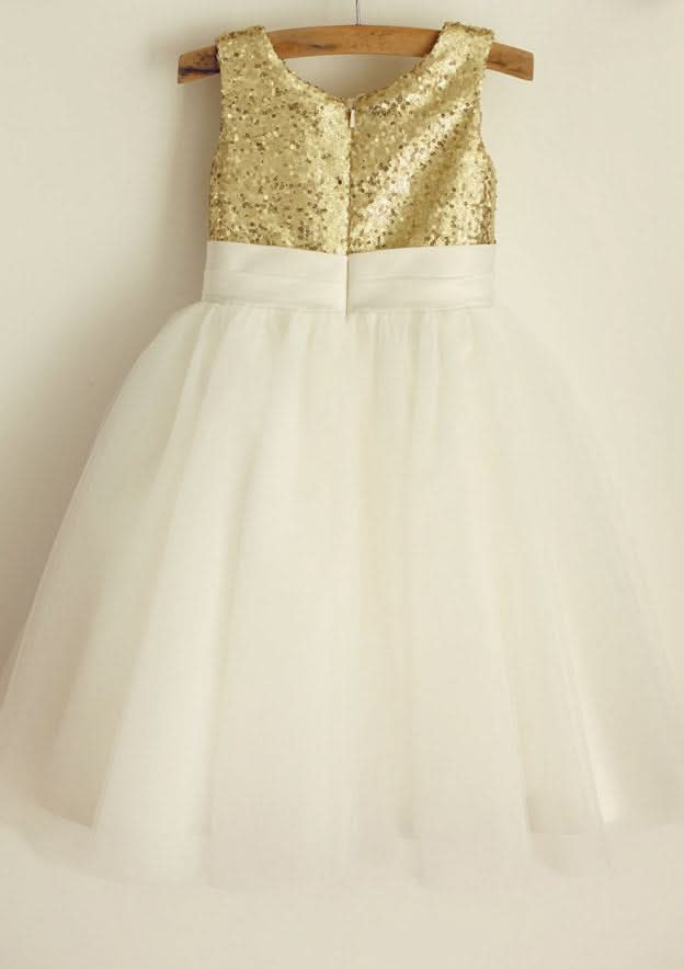 Knee-Length Chiffon Lace Dress with Goffer Details - A-line/Princess Square Neckline Flower Girl Dress BM bride