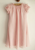 Short/Mini Tulle Sequined Flower Girl Dress with Floral Sashes - A-line/Princess Scoop Neck BM bride
