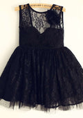 Tea-Length Lace A-line/Princess Scoop Neck Flower Girl Dress BM bride