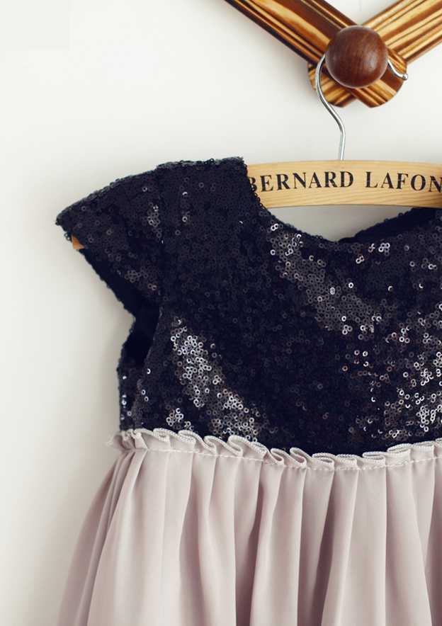 Knee-Length Satin Tulle Dress with Elegant Sashes - A-line/Princess Square Neckline Flower Girl Dress BM bride