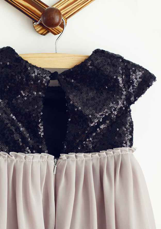 Knee-Length Satin Tulle Dress with Elegant Sashes - A-line/Princess Square Neckline Flower Girl Dress BM bride