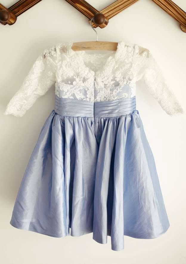 Knee-Length Satin Flower Girl Dress with Charming Bowknot - A-line/Princess Scoop Neck BM bride