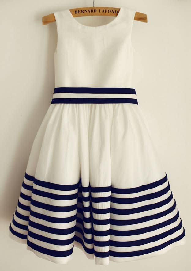 Knee-Length Taffeta Dress with Graceful Sashes - A-line/Princess Scoop Neck Flower Girl Dress BM bride