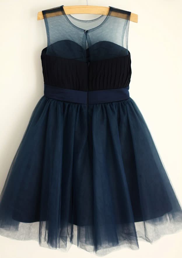 Tea-Length Lace Tulle A-line/Princess Scoop Neck Flower Girl Dress BM bride