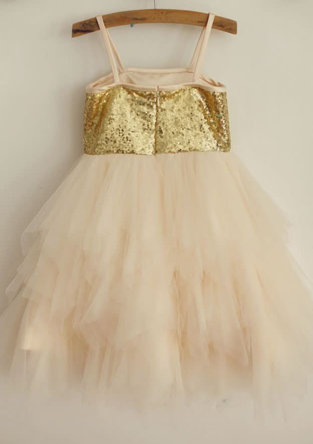 Knee-Length Chiffon Lace Dress with Pleated Elegance - A-line/Princess Scoop Neck Flower Girl Dress BM bride