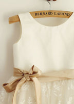 Short Sleeve Knee-Length Tulle Sequined Dress with Stylish Sashes - A-line/Princess Scoop Neck Flower Girl Dress BM bride