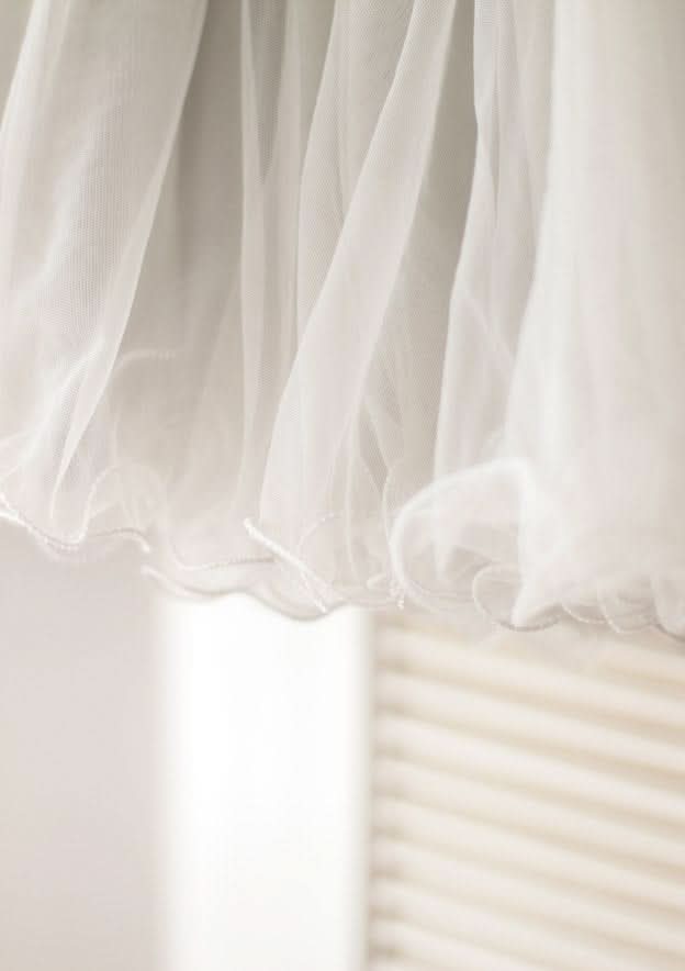 Tea-Length Lace Tulle Flower Girl Dress with Appliqued Details - A-line/Princess Illusion Neck BM bride