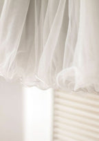 Tea-Length Lace Tulle Flower Girl Dress with Appliqued Details - A-line/Princess Illusion Neck BM bride