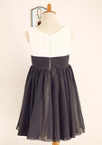 Knee-Length Chiffon Lace Flower Girl Dress with Pleated Sashes - A-line/Princess Scoop Neck BM bride