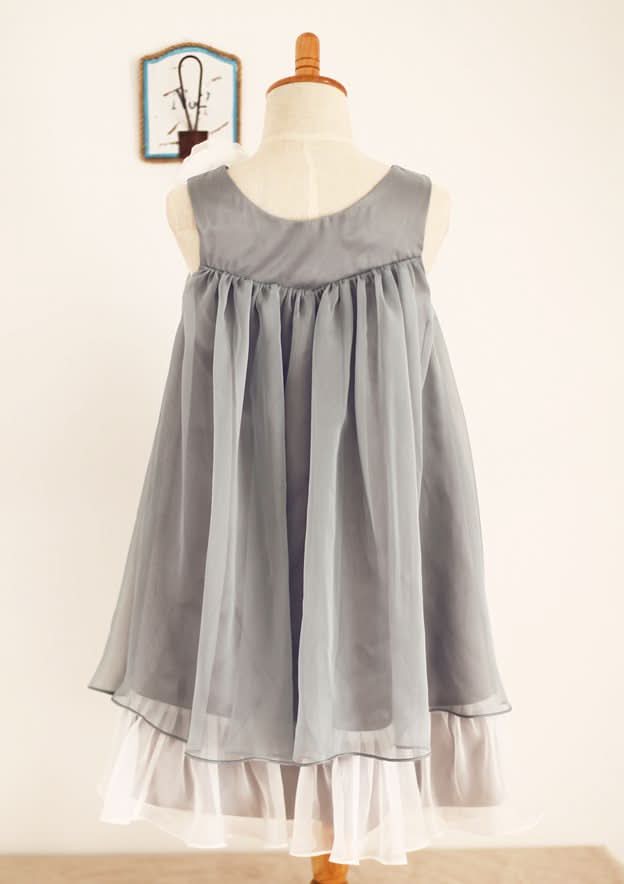 Tea-Length Tulle Sequined Flower Girl Dress with Floral Sashes - A-line/Princess Scoop Neck BM bride