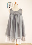 Tea-Length Tulle Sequined Flower Girl Dress with Floral Sashes - A-line/Princess Scoop Neck BM bride