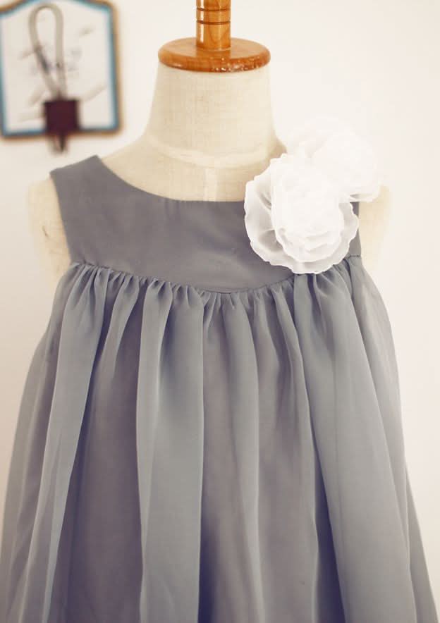 Tea-Length Tulle Sequined Flower Girl Dress with Floral Sashes - A-line/Princess Scoop Neck BM bride