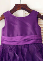 Ankle-Length Lace Tulle Flower Girl Dress with Graceful Sashes - A-line/Princess Illusion Neck BM bride