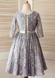 Ankle-Length Lace Tulle Flower Girl Dress with Stylish Sashes - A-line/Princess Scoop Neck BM bride