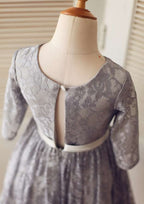 Ankle-Length Lace Tulle Flower Girl Dress with Stylish Sashes - A-line/Princess Scoop Neck BM bride