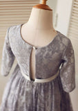 Ankle-Length Lace Tulle Flower Girl Dress with Stylish Sashes - A-line/Princess Scoop Neck BM bride