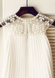 Knee-Length Chiffon Flower Girl Dress with Sparkling Beading and Rhinestone - A-line/Princess Scoop Neck BM bride