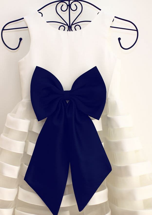 Ankle-Length Tulle Flower Girl Dress with Chic Sashes - A-line/Princess V Neck BM bride