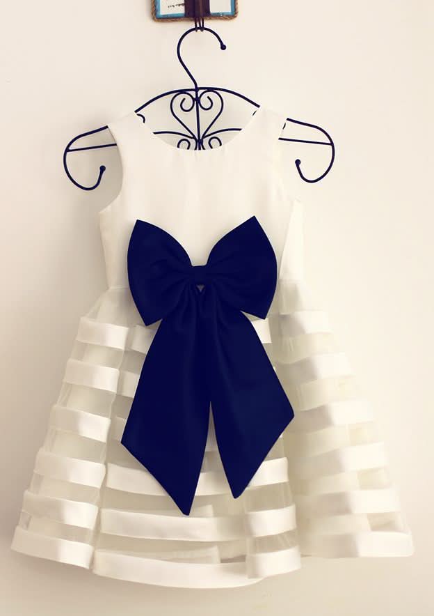 Ankle-Length Tulle Flower Girl Dress with Chic Sashes - A-line/Princess V Neck BM bride