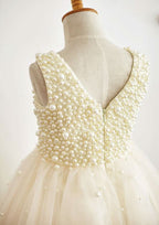Knee-Length Chiffon Lace Flower Girl Dress - A-line/Princess Scoop Neck BM bride