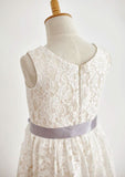 Knee-Length Tulle Sequined Flower Girl Dress with Stylish Sashes - A-line/Princess Scoop Neck BM bride