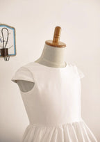 Knee-Length Taffeta Dress with Short Sleeves - A-line/Princess Scoop Neck Flower Girl Dress BM bride