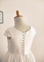 Knee-Length Taffeta Dress with Short Sleeves - A-line/Princess Scoop Neck Flower Girl Dress BM bride