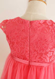 Tea-Length Lace and Tulle A-line/Princess Scoop Neck Flower Girl Dress BM bride