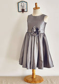 Knee-Length Lace Tulle Flower Girl Dress with Appliqued Ruffles - A-line/Princess Scoop Neck BM bride