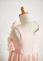 Tea-Length Chiffon Dress with Lovely Floral Accents - A-line/Princess Scoop Neck Flower Girl Dress BM bride