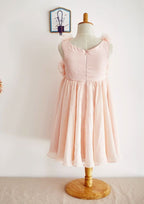 Tea-Length Chiffon Dress with Lovely Floral Accents - A-line/Princess Scoop Neck Flower Girl Dress BM bride