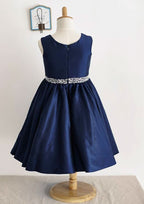 Ankle-Length Taffeta Wedding Party Dress with Rhinestone Accents - A-line/Princess Scoop Neck Flower Girl Dress BM bride