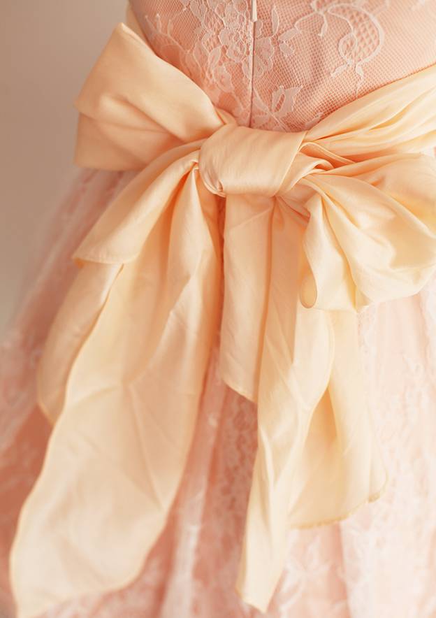 Ankle-Length Lace, Satin, and Taffeta Wedding Party Dress with Charming Bowknot - A-line/Princess Scoop Neck Flower Girl Dress BM bride