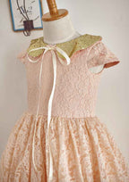 Knee-Length Lace and Tulle Dress with Bowknot Sequins - A-line/Princess Scoop Neck Flower Girl Dress BM bride