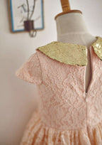 Knee-Length Lace and Tulle Dress with Bowknot Sequins - A-line/Princess Scoop Neck Flower Girl Dress BM bride