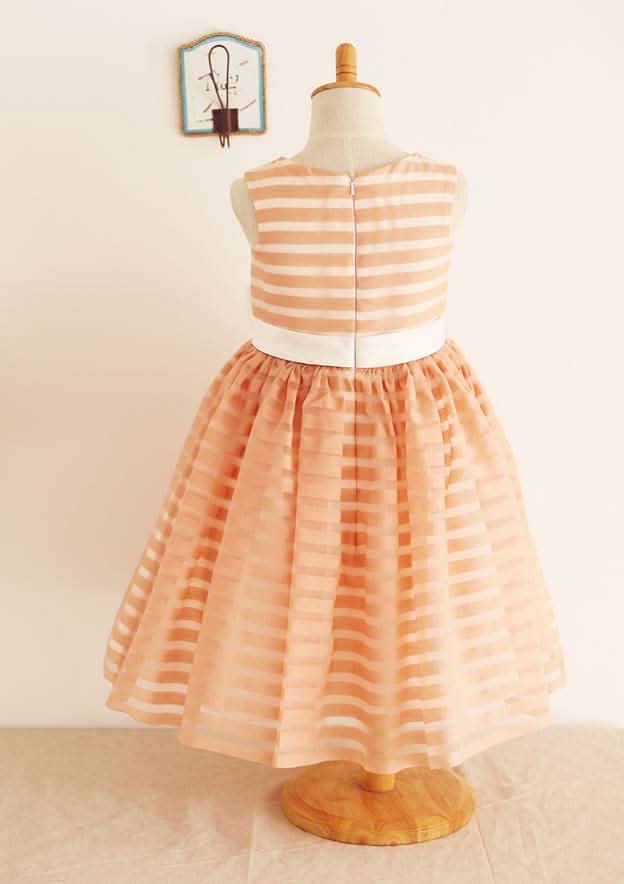 Tea-Length Organza Flower Girl Dress with Chic Sashes - A-line/Princess Scoop Neck BM bride