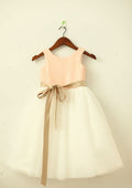 Knee-Length Tulle Flower Girl Dress with Stylish Sequined Sashes - A-line/Princess Scoop Neck BM bride