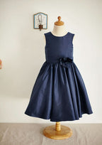 Tea-Length Taffeta Flower Girl Dress with Elegant Sashes - A-line/Princess Scoop Neck BM bride