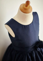 Tea-Length Taffeta Flower Girl Dress with Elegant Sashes - A-line/Princess Scoop Neck BM bride